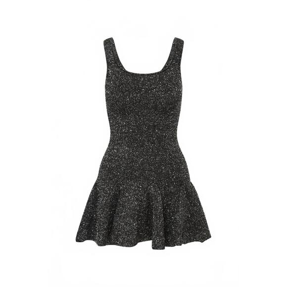 NEW LOVESHACKFANCY sarajane sequin stretch knit mini dress in black - Picture 8 of 8